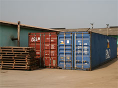 Sea containers of books.