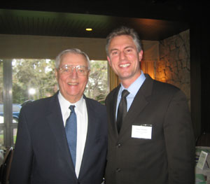 Former U.S. Vice President Walter Mondale, co-chair of the Jack Mason Law & Democracy Initiative Advisory Board, and Thomson Reuters Vice President Tom Pfeifer, Advisory Board member, at a Books For Africa event.