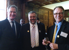 St. Paul Mayor, Chris Coleman, Ambassador Ebrahim Rasool, and BFA Executive Director Patrick Plonski at the Books For Africa Donor Reception at the St. Paul Athletic Club (Credit: Aaron Hays)