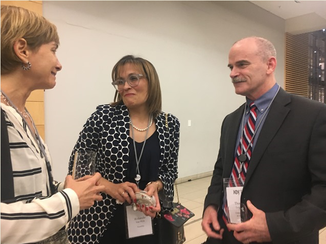 Mira Gur Arie, Federal Judiciary Center, Roland van Wyk, Permanent Secretary, Namibia Office of the Judiciary, and Tom Leighton, at IOJT conference in Cape Town