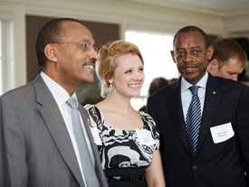Megan Meyer, founder of A Hand in Health, with the two ambassadors at Eastcliff.