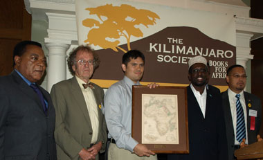 From left: H.E. Ambassador Dr. Augustine P. Mahiga of Tanzania, Tom Warth (BFA founder), Paul Miller (BWB), Somali President Sheik Sharif Sheik Ahmed, and Congressman Keith Ellison (MN).