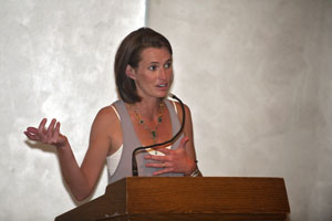 Alexandra Fuller presents the keynote address at the BFA reception in honor of African authors.