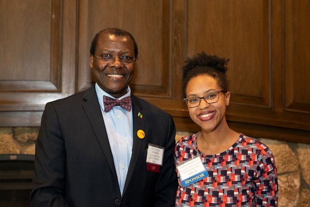 Ambassador Simbyakula with Shakira Bradshaw, representing event Sponsor MN Council for Minnesotans of African Heritage