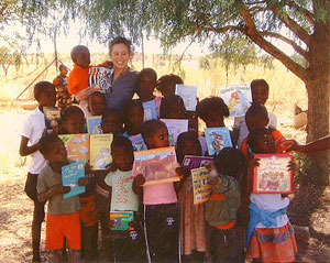 Stephanie Hazen, U.S. Peace Corp Volunteer with students